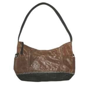 THE SAK Cognac & Chocolate Brown Leather Patchwork Hobo Bag Boho Snakeskin
